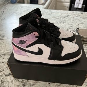 Nike Jordan 1's colors black white and purple size 6.